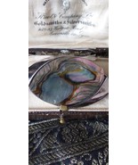 VINTAGE Signed Exquisite Silvertone &amp; Abalone Shell Navette Abstract BROOCH - $65.19 CAD