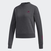 adidas womens Essentials Comfort Mock Crew Sweatshirt Dark Grey Heather ... - £19.65 GBP
