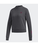 adidas womens Essentials Comfort Mock Crew Sweatshirt Dark Grey Heather ... - £19.61 GBP