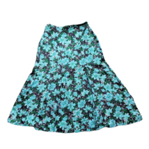 Zara Classy Long Skirt ~ Sz XS ~ Teal ~ Floral ~ Zips in back ~ High Slit  - £14.79 GBP
