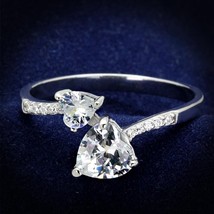 .75Ct Heart Cut Double Simulated Diamond Bypass Band 925 Silver Engagement Ring - £52.22 GBP