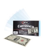 5 packs of 100 (500) BCW 6 ¼&quot; x 2 ¹¹⁄₁₆&quot; Regular Bill Currency Sleeves - $20.57