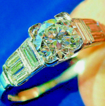 Earth mined Diamond European Engagement Ring Antique Art Deco Platinum Solitaire - $8,986.22 CAD