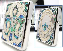 Armor Lily White &amp; Mexican Shell Inlay Double Sides ZIPPO 2013 Unfired Rare - £191.08 GBP