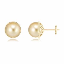 Authenticity Guarantee 
ANGARA 9MM Golden South Sea Pearl Earrings with Rope ... - £500.15 GBP