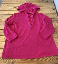 Susan graver Weekend Women’s 1/2 Button Hooded Pullover Top Size 1X Fuch... - $22.67