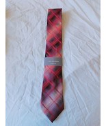 Van Heusen Men&#39;s Tie Red Lin Plaid Design Extra Long 63 Inch $50 NEW - $38.48 CAD