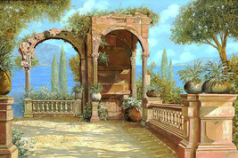 Tuscany terrace ocean view Italy courtyard ceramic tile mural backsplash kitchen - £46.69 GBP+