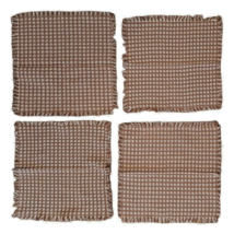 4 Square Brown Homespun Fabric Placemats Cotton - $20.56