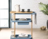 Irvona Kitchen Cart With Shelves, Blue, By Roundhill Furniture. - $167.98