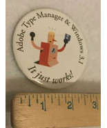 Vtg Beautiful Adobe Type Manager Windows 3.1 It Just Works!Pin Back Meta... - $1,043.46 MXN