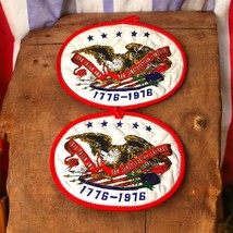 Vintage Bicentennial Eagle Pot Holders Set/2 Red White &amp; Blue Made Hong ... - £11.83 GBP