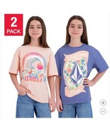 Volcom Girls Boys T-Shirts Pink Purple 2-Pack Short Sleeves Crewneck Tag... - $45.77 CAD