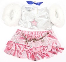 BABW FURRY PINK SILVER ACCESSORY CLOTHING ITEM BUILD A BEAR WORKSHOP OUT... - £6.32 GBP