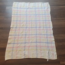 Vintage Beacon Thermal Baby Blanket Plaid 100% Cotton Waffle Weave Pastel - $49.49