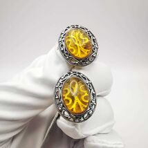 New Women’s Earrings Honey Amber Filigree Sterling Silver 925 Singed 8.58g - $153.00