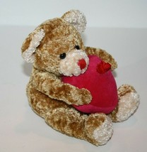 Friends Forever Valentine Flomo 6&quot; Beige Plush Teddy Bear Pink Heart Stu... - $8.80