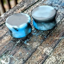 14mm-18mm Light Blue/Gray Ear Lobe Gauges.  Handmade, One Of a Kind Design - £12.53 GBP+