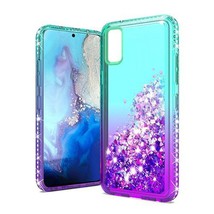 For Samsung S20 6.2" 2 Tone Diamond Water Quicksand Glitter Case GREEN/PURPLE - $5.86