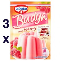 Dr.Oetker Budyn hot PUDDING RASPBERRY Family Size  3pc.FREE SHIP - $8.90