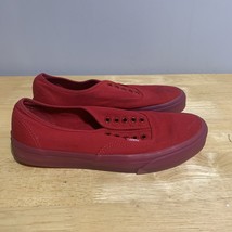VANS Mens 9.5 Womens 11 Red Canvas Red Sole Lace Up Size Unisex Skate Shoes - $425.03 MXN