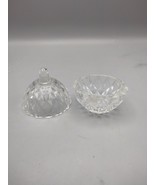 Vintage Diamond Point Glass Trinket Ring Vanity Dresser Dish with Lid - $13.86 CAD
