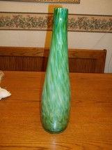 Nice green and blue glass vase ~ nice design - £23.19 GBP