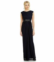 Adrianna Papell Cap-Sleeve Tulle Gown Dress Sz 4 Ink - £78.29 GBP