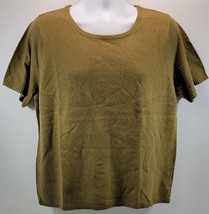 L) Norton Studio Woman Mustard Sweater Short Sleeve Shirt Equinox 1X - $368.88 MXN