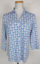 J McLaughlin Womens Abstract Blue Button Front Shirt L - £15.57 GBP