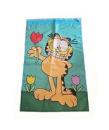 Vintage Garfield Garden Flag Spring Tulips  27&quot;x43&quot; Vtg Banner  - $21.61 CAD