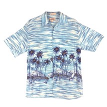 Campia Moda Men&#39;s M Hawaiian Tropical Rayon Casual Button Pocket Shirt Sail Palm - £15.30 GBP