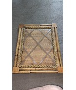 Vintage French Memory Board Natural Bamboo &amp; Wicker w/Leather Straps 20&quot;... - $148.49