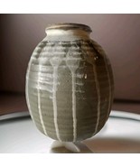 Pottery Drip Vase Soft Sage Green / Gray Signed Mclaughlin Approx 9&quot; Tall - $27.46