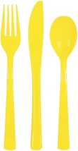Neon Yellow Assorted Plastic Cutlery Set (Pack Of 18) - Premium Quality, Vibrant - £11.98 GBP