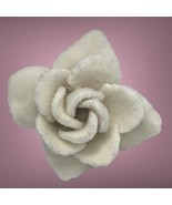 vintage fabric rose off white brooch - $27.65 CAD