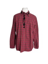 Vintage Cabin Creek Womens Shirt Size Large Button Front Red Plaid Applique - £19.47 GBP