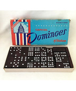 Vintage Halsam Capitol Double Nine Wooden Dominoes w Box 1950s Set 930 U... - $5.14 CAD