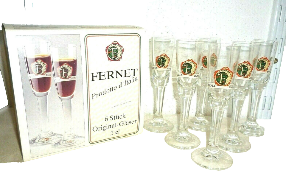 6 Fernet Bitter Shot Glasses in Box - $59.95