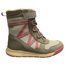Merrell Snow Boots Girls US 3M Gray Pink Leather Waterproof Mid-Calf MK1... - $29.19