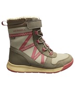 Merrell Snow Boots Girls US 3M Gray Pink Leather Waterproof Mid-Calf MK1... - $29.19
