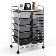 15-Drawer Utility Rolling Organizer Cart Multi-Use Storage-Black &amp; Gray ... - $136.99