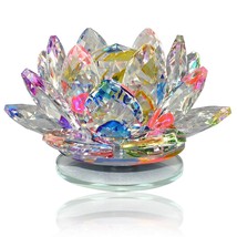 2 X Glass Crystal Lotus Figurine, Standard, Multicolor, 1 Piece ( Pack Of 2 ) - £39.68 GBP