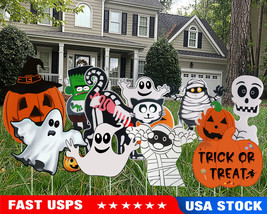 10Pcs/Set Halloween Decorations Yard Sign Pumpkin Ghost Party Supplies W/ Stakes - £28.76 GBP