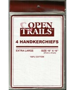 4 Plain WHITE HANDKERCHIEFS 100% COTTON eXtra LARGE 16&quot; x 16&quot; XL Handker... - $37.29 CAD