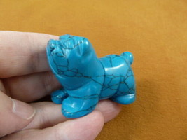 Y-DOG-EB-710 Blue Howlite BULLDOG bull dog carving FIGURINE gemstone I l... - £13.80 GBP