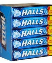 HALLS MINT FRESHNESS COUGH DROPS - BOX OF 18 ROLLS - FREE SHIPPING - $24.74