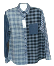 UNIQLO Men&#39;s Gray Blue Plaid Flannel  Soft Long Sleeve Shirt Size L - £32.16 GBP