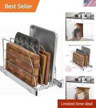 Heavy-Duty Pull-Out Bakeware Organizer with Adjustable Dividers - Chrome... - $110.99