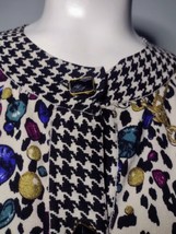 Laura Ashley Petite Silk Blend Sz PM Cardigan Sweater Houndstooth Cheeta... - $21.77